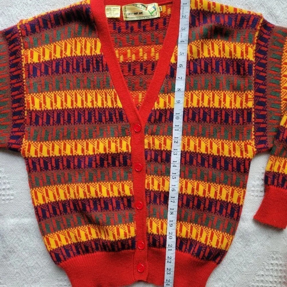 Sweet Baby Jane, Red Colorful Button  up Knit Cardigan - Picture 12 of 13